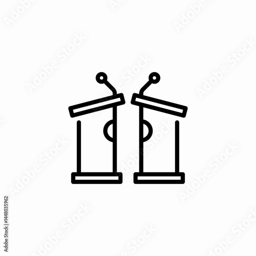 debate podiums microphones icon sign vector