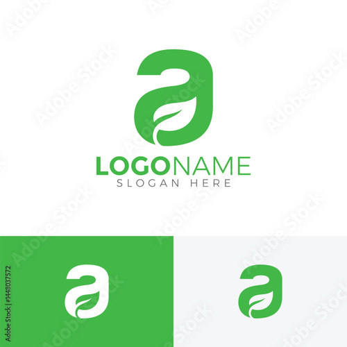 Small Letter A Letter with leaf logo. Creative Letter A leaf icon