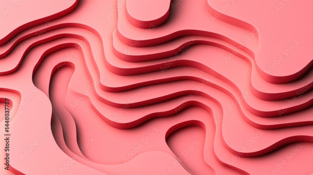 Fototapeta premium Abstract pink layered topography design.