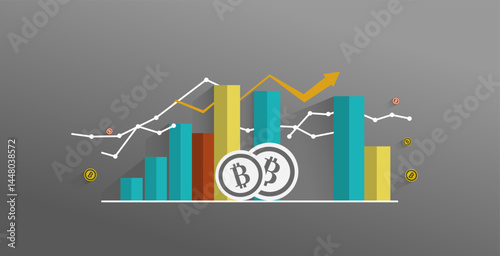 Illustration vector graphic of Statistic Curve Growing. Suitable to youtube asset.