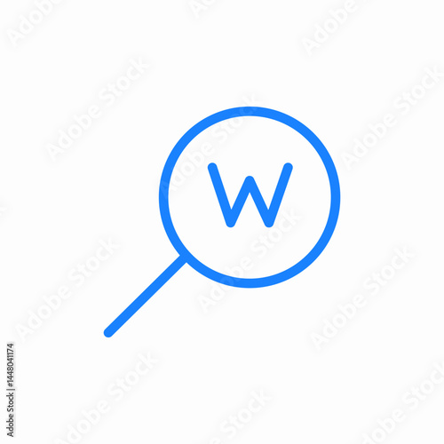 word search blue icon sign vector