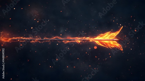 15. A flaming arrow streaking through a dark background