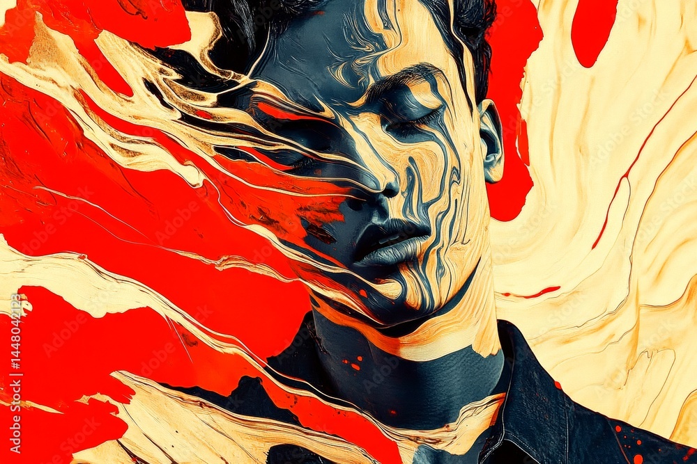 Hallucination - due to scopolamine: abstract image of physical state. Floating vision. Brain fog. Confused vision. Metaphorical scopolamine feelings of a mental illusion. Psychiatric treatment.