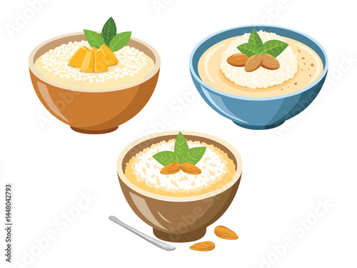 vector illustration of a spanish food Arroz con Leche (Rice Pudding)