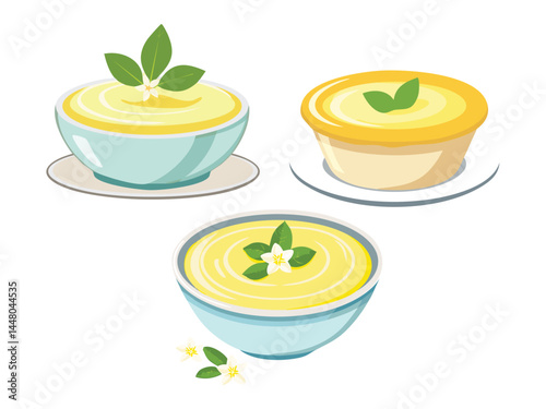 vector illustration of a spanish food Natillas (Vanilla Custard)