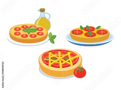 vector illustration of a spanish food Pan con Tomate (Catalan Bread with Tomato and Olive Oil)