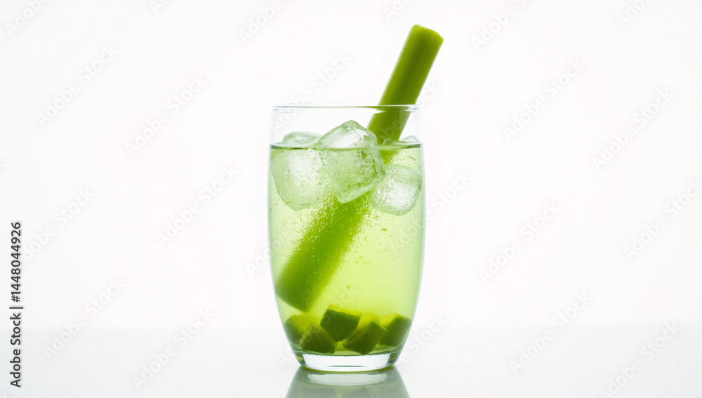 Refreshing Green Drink with Ice and Garnish Refreshing Green Drink with Ice and Garnish