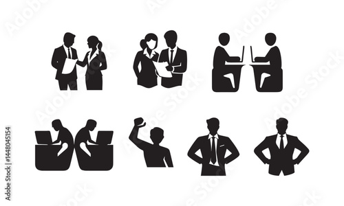 Business People Silhouette Icons Set