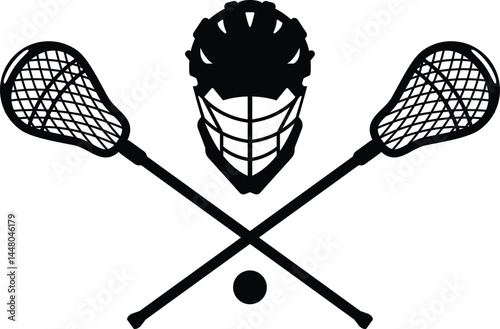 lacrosse with halmet and ball vector file 
