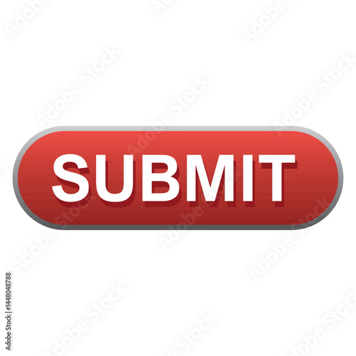 Submit red button symbol icon isolated on a white background. Click and action button for web template, applications, development. Vector illustration EPS 10.
