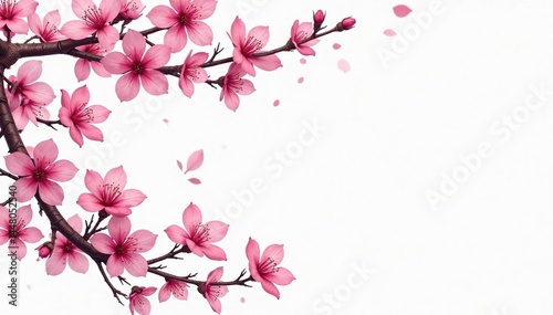 Intricate sakura branch pattern, white & pink, watercolor style , white flowers, sakura, cherry tree