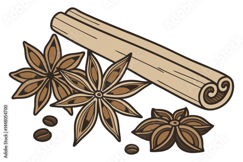 101 cinnamon sticks, aromatic spices, brown cylindrical bark, culinary ingredients, warm tones, close-up photography, white background, textured surface, organic shapes, natural food, baking spice, fr