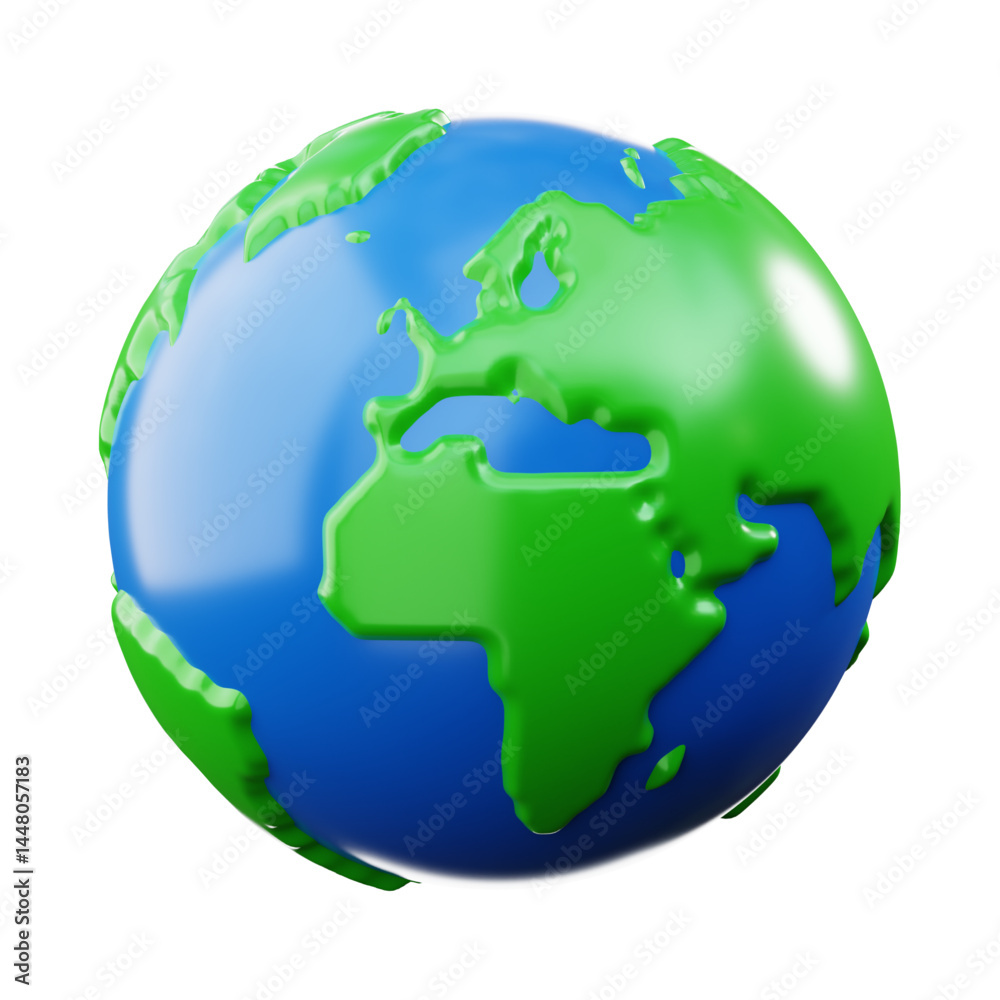 Naklejka premium Colorful 3D Earth Representation with Green Land and Blue Water