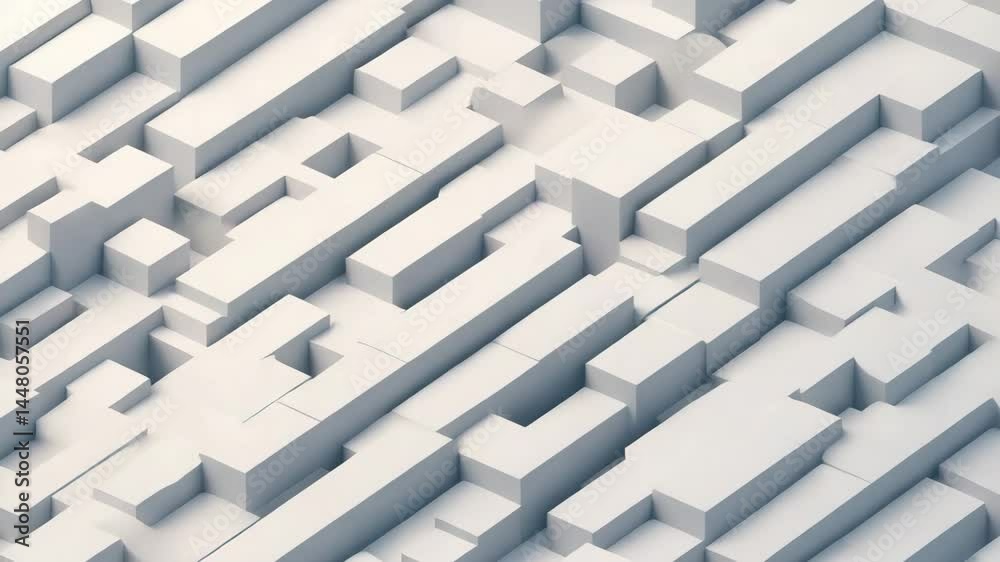 Abstract isometric background with white blocks creating a geometric pattern and subtle shadows Abstract isometric background with white blocks creating a geometric pattern and subtle shadows