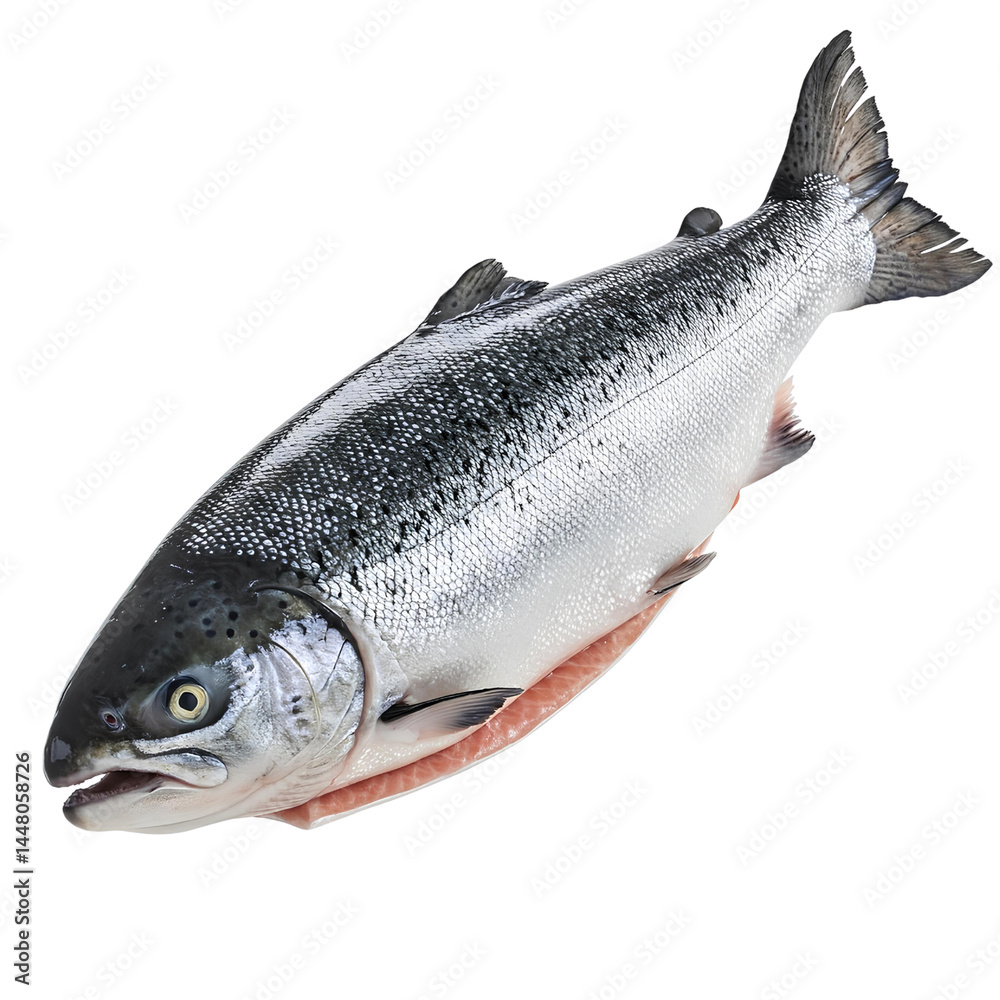 Obraz premium Close-up of a Fresh Salmon on White