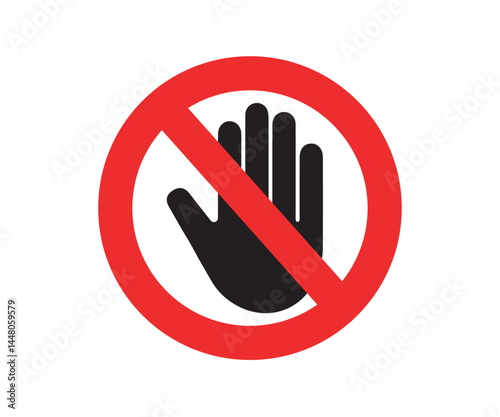 No Entry for People Sign Icon Illustration