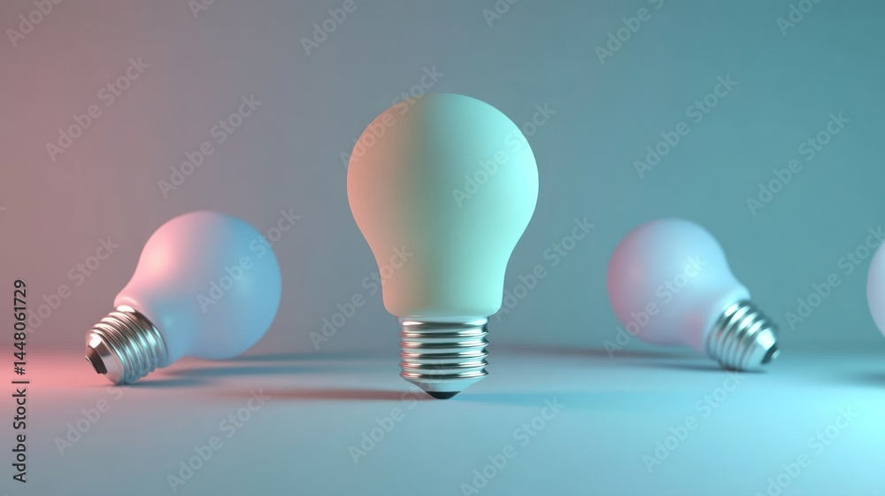 A single lightbulb stands out from others, symbolizing unique ideas and innovation. A single lightbulb stands out from others, symbolizing unique ideas and innovation.