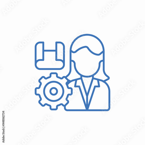 engineer architecht woman icon sign vector