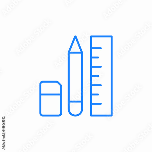 pencil ruler eraser icon sign vector