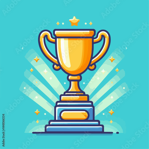gold trophy cup with ribbon