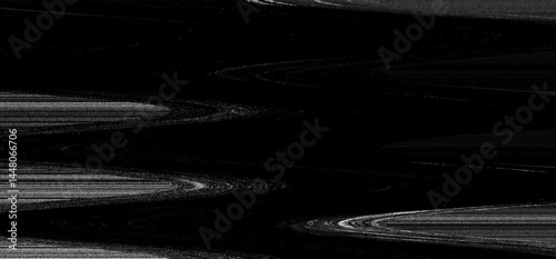 Abstract design featuring a blend of film grain texture and tv noise effects, emphasizing smooth curving lines and varying shades of black and white. The overall feel is organic and dynamic.