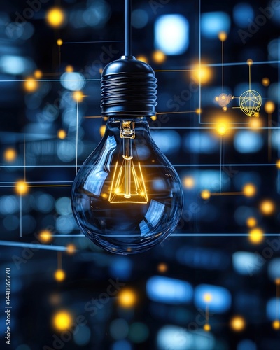 Illuminated light bulb with glowing background creating a bright and inspiring atmosphere of ideas