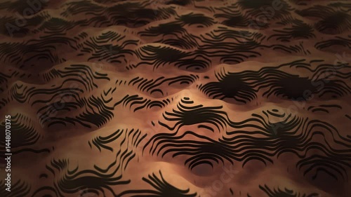Terrain cutout contours relief design 3d animated travelling rotating loop brown earth soil sand desert