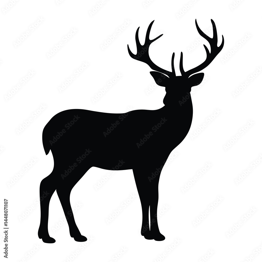 Deer silhouette vector, Silhouette of a Deer with Antlers – Wildlife Vector Illustration Deer silhouette vector, Silhouette of a Deer with Antlers – Wildlife Vector Illustration