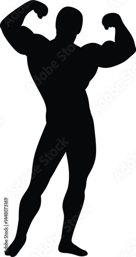 Silhouette  Muscular Body Builder 