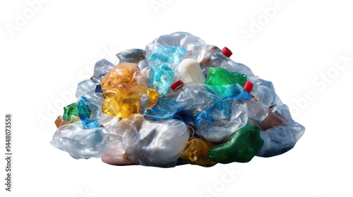 Plastic bottle pile: A close-up shot reveals a haphazard pile of discarded plastic bottles, showcasing the environmental burden of waste and the importance of recycling.
