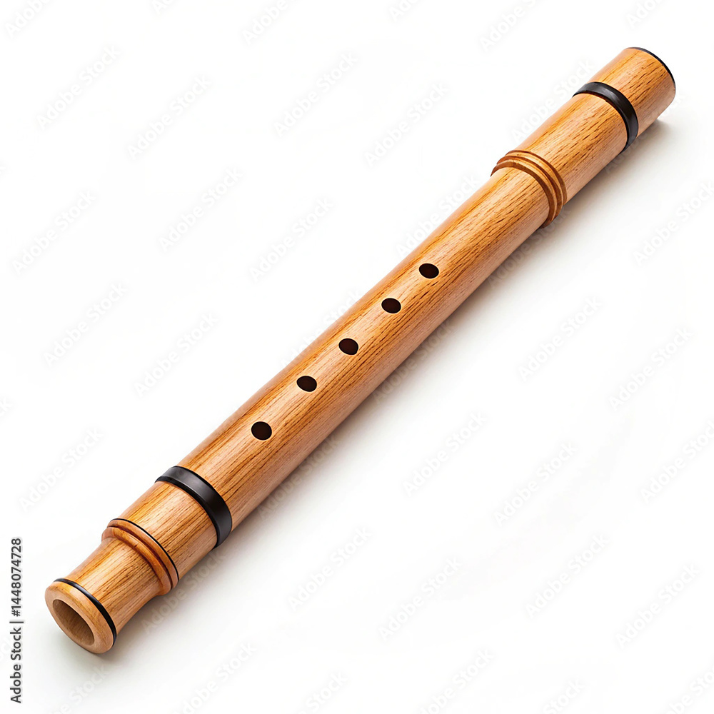 Naklejka premium Shakuhachi flute on white background