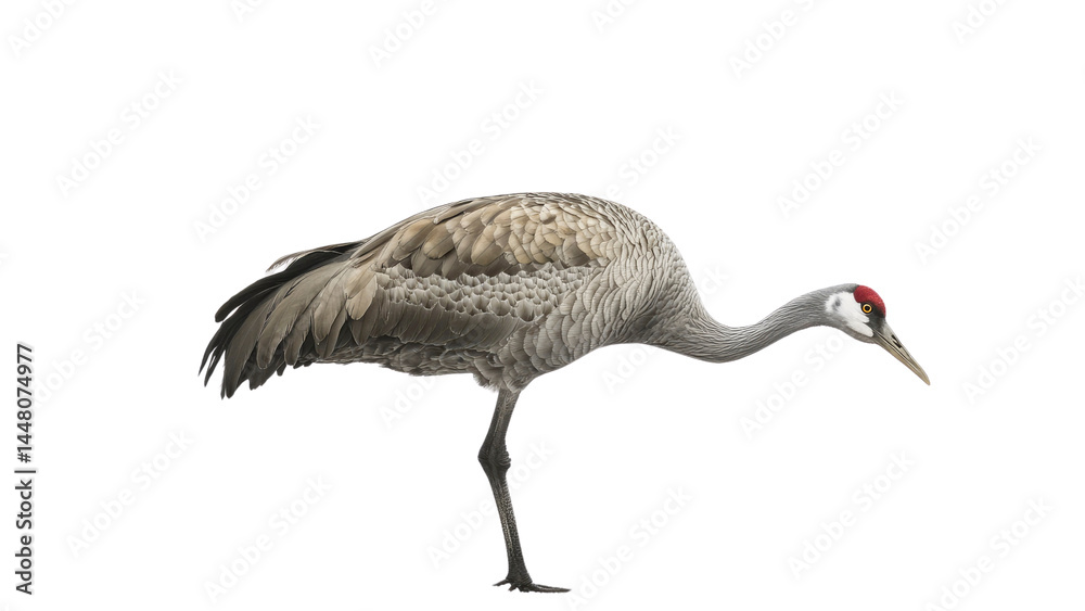 Fototapeta premium Sandhill Crane (Grus canadensis) in Profile, Isolated on Transparent Background