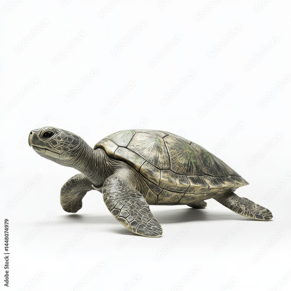 Obraz premium Graceful Green Sea Turtle Swimming Profile
