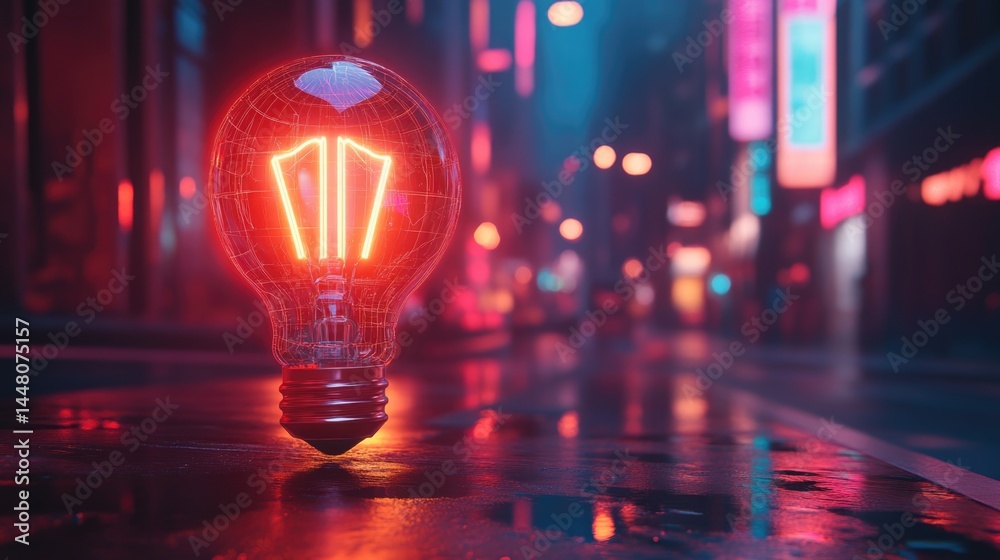 Strategy business planning ideas for investment and business growth. glowing light bulb with futuristic graphic icon.