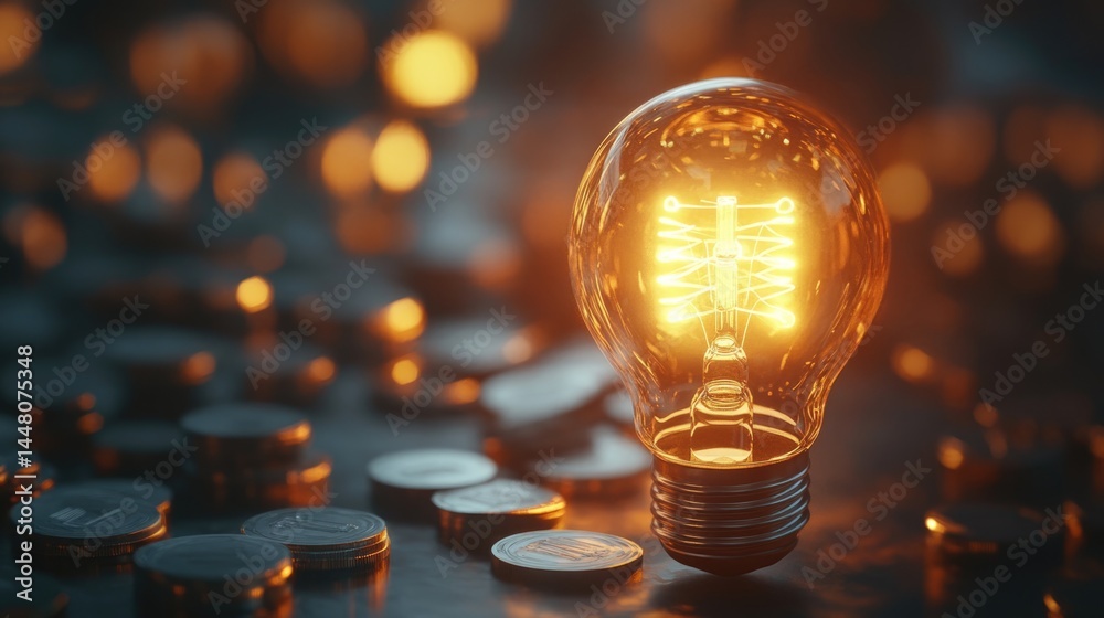 Strategy business planning ideas for investment and business growth. glowing light bulb with futuristic graphic icon.