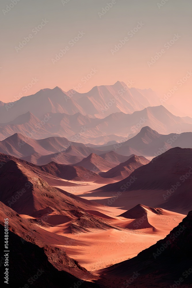 Fototapeta premium Minimalist desert panorama in muted terracotta and sand