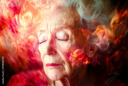 Aging population. Elderly pain. Immune system decline - challenge in old age: abstract image of individual status. Aging struggles. Metaphorical immune system decline feelings of a growing old.