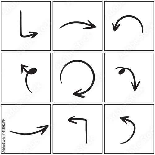 Vector Arrow Set in Black and White Minimal Direction Symbols Pack


