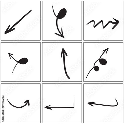 Monochrome Arrow Icons Vector Arrows in Black and White Style