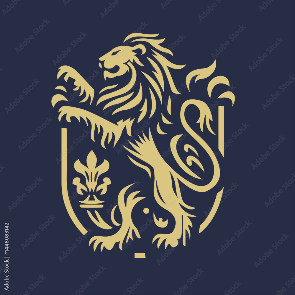 Roman lion logo in shield shape