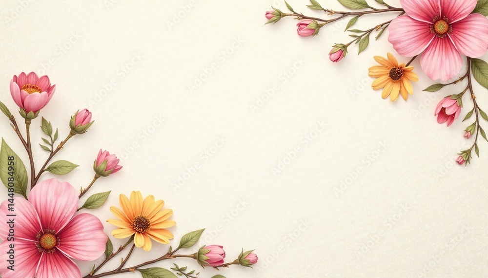 Fototapeta premium Subtle repeating floral motif on a light background , subtle, clean, background
