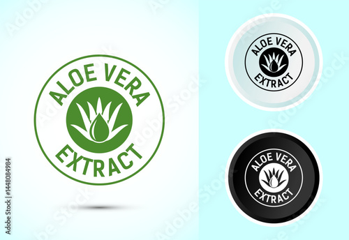 Aloe vera extract icon design illustration. Aloe vera badge label sign in color, black and white