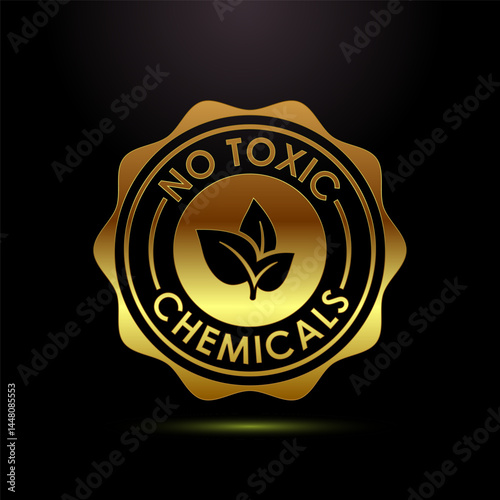 No Toxic Chemicals icon design illustration. No harmful chemical sign symbol in gold color style
