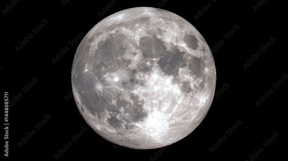 Obraz premium Glowing full moon against a dark night sky
