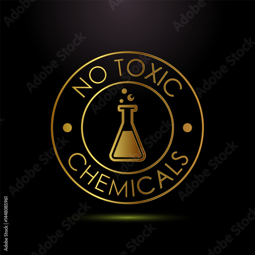No Toxic Chemicals icon design illustration. No harmful chemical sign symbol in gold color style