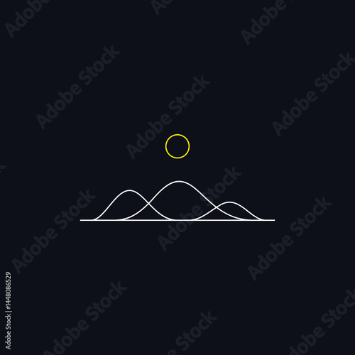 Mountain view outdoor minimalist logo design vector