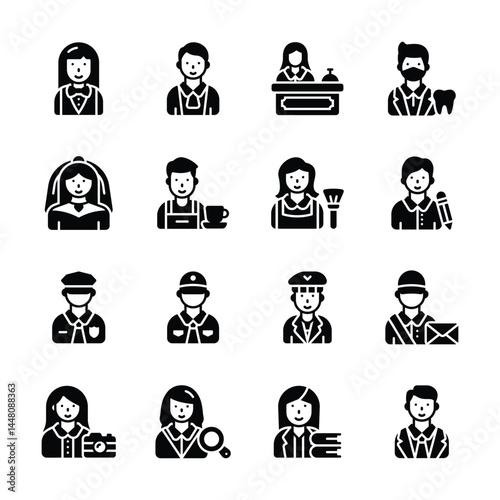 Check out amazing set of human profiles glyph style icons