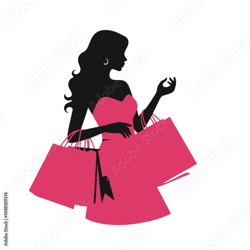 woman with shopping bags Illustration