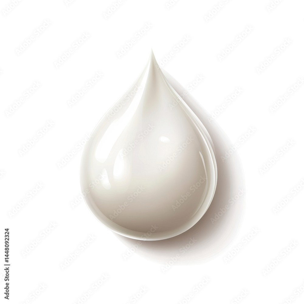 Single Drop of Creamy Liquid, Isolated on White Background Single Drop of Creamy Liquid, Isolated on White Background