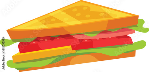 Vector graphic of a simple appetizing deli sandwich on a white background